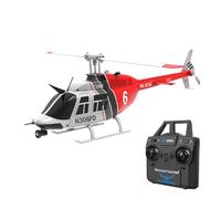 MetaHrystynx Avion RC pour adultes, 1/33 RC ERA C138 Bell 206 sans hélicoptère Aileron, système RC 2,4 G 6 CH, maintien d'altitude, rouge, noir, blanc, version RTF (avec capteur de débit optique)