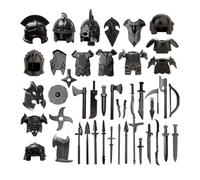 MetaHrystynx Kit d'accessoires médiévaux pour figurines - Comprend armure, casques, boucliers, armes compatibles avec les grandes marques, 45 pièces
