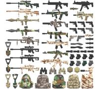 MetaHrystynx Lot de 59 blocs de construction pour armes militaires, comprenant des pistolets, des pelles, des grenades à main, des jumelles, des sacs à dos pour soldats de l'armée