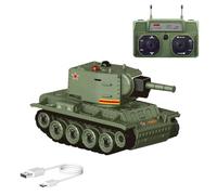 MetaHrystynx Réservoir télécommandé 1/64, mini char de combat RC 2,4 G avec mode de combat infrarouge, tourelle rotative et entraînement sur piste, pour adultes (vert)