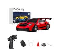 MetaHrystynx Voiture de dérive télécommandée 1/43, 2,4 G 4 roues motrices entièrement proportionnelle en alliage avec lumières LED et gyroscope, idée cadeau pour adultes (RTR/rouge)