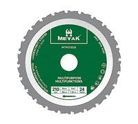 METAK HM Lame de scie circulaire multifonction 210 x 30 mm pour bois, métal, aluminium | Lame de scie multi-matériaux 210 mm 24 dents pour acier | Bague de réduction de 30 mm incluse