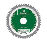 METAK Lame de scie circulaire HM - 185 x 30 mm - 60 dents - Pour bois - Compatible avec Metabo, Bosch et de nombreuses autres marques - Lame de scie de 185 mm - Coupe précise dans les matériaux en