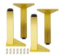 Metal Aluminum Furniture Legs,4Pcs Square Replaceable Legs,Height-Adjustable Furniture Foot Sofa Feet,Non-Slip DIY Home Cabinet Table Legs,for TV Tables,Benches,Bathrooms (30cm/12in,Gold)