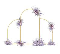Metal Arch Backdrop Stand Set of 3, Decorative Wedding Flower Balloon Arch Frame for Party Bridal Shower Birthday Event Decoration, Heavy-Duty Modular Display Doré