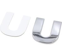 Métal argenté Forme Lettre U Badge Emblème Autocollant Alphabet pour Voiture