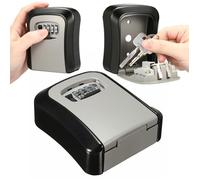 Métal Armoire Boîte à Clé 4-Chiffre Sécurité Coffre-fort Mural Code Serrure Combinaison Rangement Coffret Noir et gris Étiquette