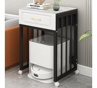 Métal Armoire de Rangement pour balayeuse, Armoire Cachée pour Robot Aspirateur avec Portes, sur Pied Rangement Organisateur avec Roues, pour Salon, Chambre, Cuisine(Black,50cm/19.7in)