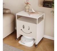 Métal Armoire de Rangement pour balayeuse, sur Pied Rangement Organisateur avec Roues Verrouillables, Design Moderne Et Discret pour Salon, Chambre Ou Cuisine(Off-White 1,50 * 50cm/19.7 * 19.7in)