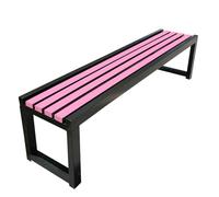 Metal Backless Garden Bench - Weather Resistant Iron Outdoor Seating for Balcony, Park, and School(Black+Pink,40W150L45H)