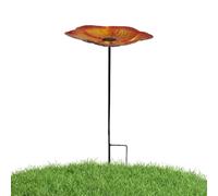 Metal Bird Bath - 63cm Metal Flower Bee Water Bowl | with Stake Heavy Duty Garden Bird Bath | Metals Material Purple Blue Golden Brown 295g 63x24cm - for Hummingbird Bee Butterfly Garden Yard