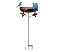 Metal Bird Bath for Outdoor Garden - Iron 25x25x81cm 650g Ground Stake - Decorative Bird Feeder Water Bowl for Backyard Lawn - Durable Art Gift F́Or Patio