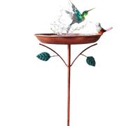 Metal Bird Bath, Outdoor Feeding Station, Vintage Freestanding Bowl, Durable Iron Construction, Elegant Garden Decor, Patio Lawn Landscape Use, 33.86x9.45x9.45 inches, Single