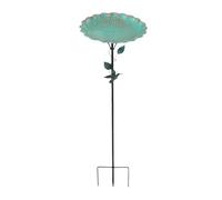 Metal Bird Bath, Outdoors Garden Bird Feeder Bowl, Decorative Rust-Proof Standing Basin Multi-Functional Water Dish for Patio, Farm, Yard, Pathway, Landscaping, Wildlife Attraction