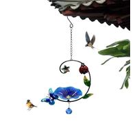 Metal Bird Baths with Hook - Heavy Duty Iron Flower Design Water Bowl Bowl | 32In Vintage Freeständing Birdbaths Support | Detachable Outside Mounted Birdfeeder for Patio Yard Deck and Balcony