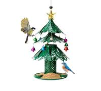Metal Bird Feeder Christmas Tree Shape Feeding Station with 3 Water Bowls | Wild Bird Feeders with Bells for Outdoor Backyard Balcony Patio Porch Tree