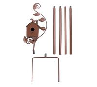Metal Bird House with Poles | Select Iron Garden Stake for Hummingbirds/Patio/Backyard | Weather - Sturdy Outdoor Decoration, 19.5cm Height