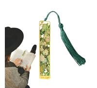 Metal Bookmark - Brass Pageholder, 1 Piece Floral Marker For Novel Reading, Engraved Stationery With Tassel Cord, Bookish, Literature Pendant For Students, Librarians And Classroom Award Gem