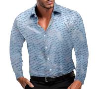 Metal Boxe à manches longues avec revers pour homme, décontracté, à rayures, cardigans pour les fêtes, chemises, hauts de salopettes d'hiver, D-Bleu, XXL