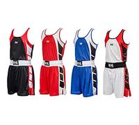 METAL BOXE Ensemble Shorts-Débardeur Adultes Boxe Tenue, Noir, M Homme