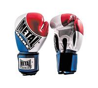 METAL BOXE Gants de Boxe Entraînement Compétition Bleu/Blanc/Rouge, 10 oz
