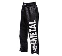METAL BOXE Pantalon Metal Taille 170cm Boxe Adulte Unisexe, Noir/Blanc, 170