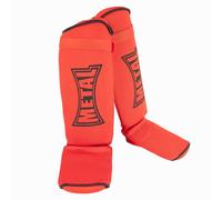 Metal Boxe Protège-tibias et pieds MB153LR – mousse EVA, scratch, lavable – Rouge L