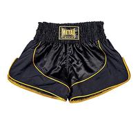 Short de boxe Thaï Métal boxe Siam-XL-Noir et Or