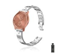 Métal Bracelet pour Garmin Vivomove Sport/Luxe/Style/Hr/ Trend, Bling Métal Femme Brillant Bracelet de Montre, Remplacement de Bracelet avec Strass Diamant Compatible avec Garmin Vivomove Sport (A)
