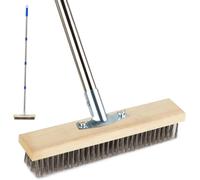 Metal Brush Broom with Handle 160 cm,Powerful Patio Cleaner with Adjustable Handle,Metal Broom 30 cm,Stainless Steel Garden Brush for Concrete,Swimming Pool (Edelstahl)