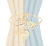 Metal Butterfly Curtain Tiebacks, Decorative Drape Holdback Clips | Iron Butterfly Curtain Tiebacks with Easy No-Punch Fixation for Home & Window Decor