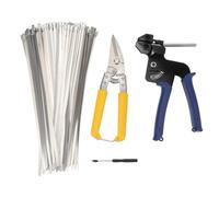Metal Cable Tie Tool Stainless Steel Heavy Duty Fastening Cutting Tie Tool Set with 100pcs Metal Ties