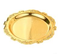 Metal Cake Tray 25cm Gold Electroplated Iron(Gold)