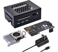 Metal Case For Raspberry Pi 5 With N04 M.2 Nvme Ssd Pcie Peripheral Board Official Active Cooler And 27W Usb C Power Adapter [F108]