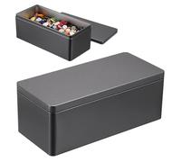 Metal Cash Box - Security Organizer Rectangular, Money Saving Box Organizer, Storage with Lid, Currency Bills Jewelry Keys Tickets, Home Office Daily Travel Business Use, Small Gray