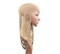 Metal Chain Gold Color Long Tassel Head Chain Hair Jewelry for Women Party Wedding Hair Accessories Headpiece pour les occasions spéciales et les festivals(Gold)