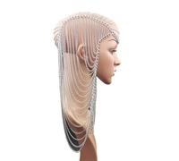 Metal Chain Gold Color Long Tassel Head Chain Hair Jewelry for Women Party Wedding Hair Accessories Headpiece pour la mode(Silver)
