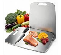 Metal Chopping Board, Non Slip Stainless Steel Cutting Board (32 × 20 cm) | Premium stainless steel | ergonomic wave handle | non-slip design | scratch-resistant | easy clean surface