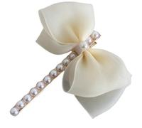 Metal Claw Clips,Pearl HairClips,Clips Large Plush Pinces à cheveux en forme de bec de canard, épingle à cheveux avec nœud en maille, pince à frange for femmes, ornement de cheveux, Clip supérieur(Bei