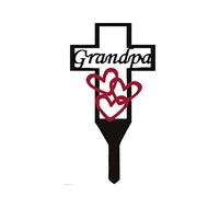Metal Cross Garden Stake Graves Cemetery Decorations Memorial Signs Marker Yard Stake for Grandpa Memorial Garden