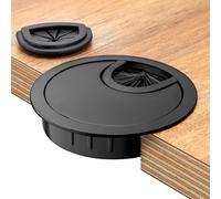 Metal Desk Cable Tidy Diameter 60 mm-Desktop Cable Tidy with 2 Cable Entry Options-Cable Organizer for Worktop,Table,Computer Desk (1 Piece,Black)