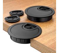 Metal Desk Cable Tidy Diameter 60 mm-Desktop Cable Tidy with 2 Cable Entry Options-Cable Organizer for Worktop,Table,Computer Desk (2 Pieces,Black)