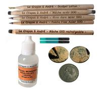 Metal Detector - Kit complet nettoyage et restauration de monnaies, 5 crayons brosse fixateur