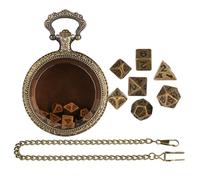 Metal Dice, Game Props, Polyhedral Role Set, Small Tokens with Pocket Watch Shell Case, Tabletop Toy for Tiny Role Playing Adventure Fantasy Party Collection Display, 1.77x2.48x0.59 inches