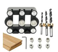 Metal Drilling Hole Kit, Multipurpose Self-Centering Dowel Jig Kit, Cnc Aluminum Alloy, Anodized Precise Hole Punch Locator, Portable Woodwork Tool for Frame Building, 9.3x6.8x4cm