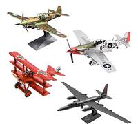 Metal Earth Fascinations Lot de 4 modèles en métal 3D - P-40 Warhawk - U-2 Dragon Lady - P-51D Mustang Sweet Arlene - Fokker Dr. I Triplane