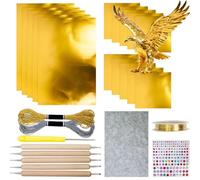 Metal Embossing Foil Sheets - Embossing Foil-Craft Foil, Engraving Tools Artwork Making Kit, Gold/Silver Foils Sheets with 2 Rolls Wire for Painting Gilding Crafting Decoration (Gold)