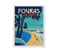 Métal Étain Signe，Affiche de voyage vintage en France Plage de Fouras Les Bains，Plaque Rétro Fer Signe Mural Mural Art Déco pour Salle Bain Restaurant Maison Cafés Bar Pub Déco Cadeau(30x40cm）-BO53