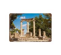 Métal Étain Signe，Les ruines de l'ancienne Ville Grecque d'Olympie, Grèce，Plaque Rétro Fer Signe Mural Mural Art Déco pour Salle Bain Restaurant Maison Cafés Bar Pub Déco Cadeau(15x30cm）6x12 inch-269