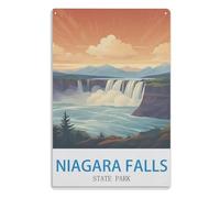 Métal Étain Signe Vintage Affiche Rappelez Rétro Peinture Plaque Signe Fer Décor Mural Art Mural Accrocher Signe Rappel pour Salle Bain Toilettes MaisonParc d'État des chutes du Niagara15x40cm（）A658